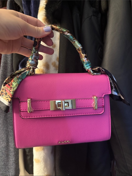 Aldo Handbags - Elegant Pink Handbag with Scarf Detail